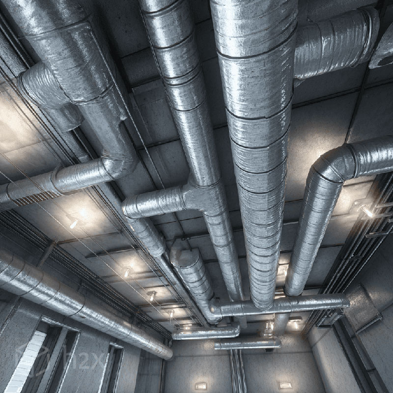 Air flow velocity sensor measuring air speed inside HVAC duct for ventilation performance monitoring